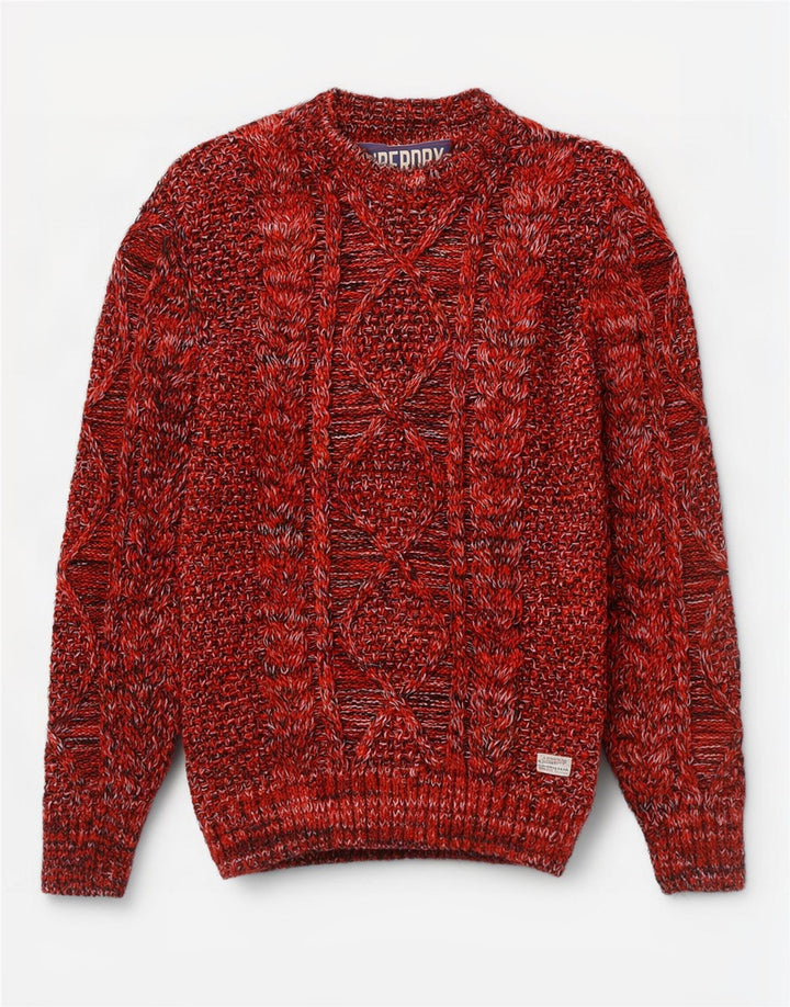 Suéter masculino Superdry com gola canoa e acrílico manchado vermelho médio