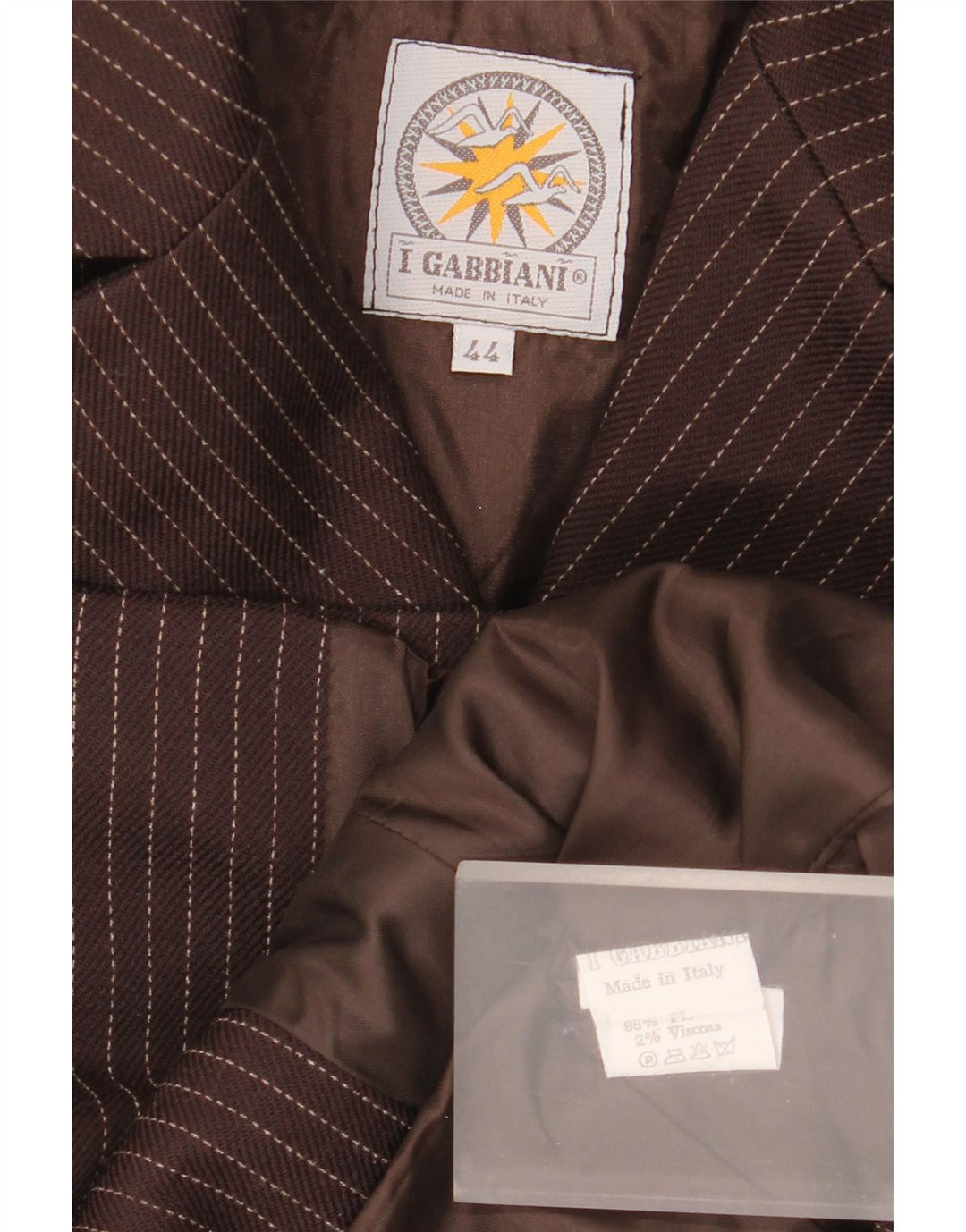 Jaqueta blazer feminina I Gabbiani com 4 botões IT 44 risca de giz marrom médio