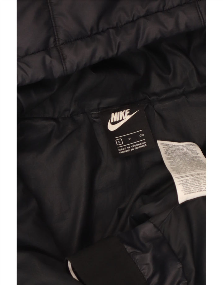 Jaqueta acolchoada com capuz feminina Nike UK 10 pequena poliéster preta