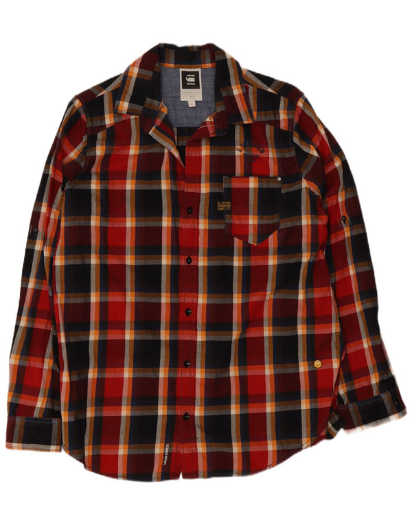 Camisa masculina de flanela G-Star média de algodão xadrez multicolorido