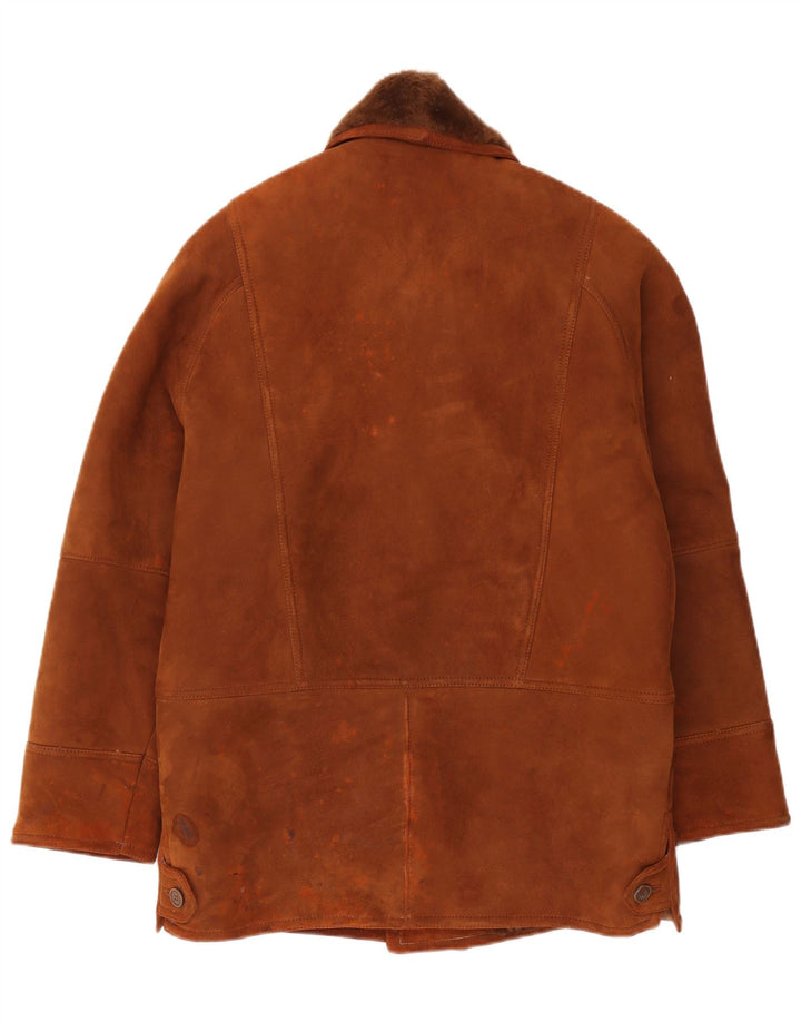 Jaqueta masculina vintage de shearling IT 46 pequena marrom shearling