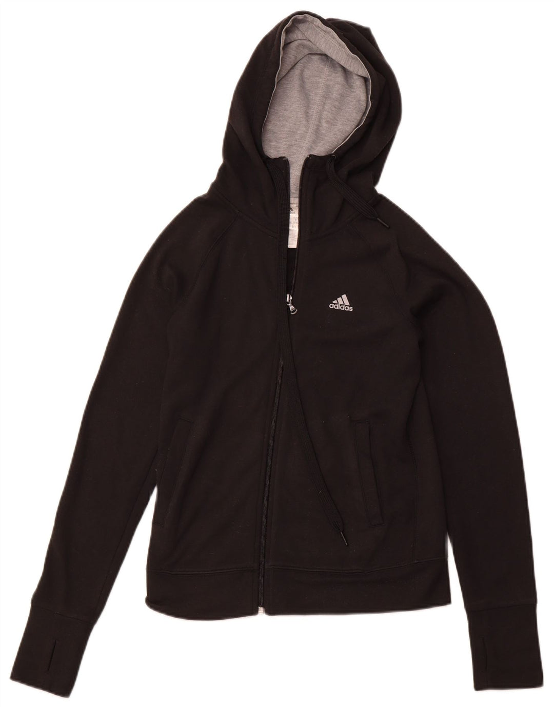 ADIDAS Womens Climalite Zip Hoodie Sweater UK 4/6 XS Preto Poliéster