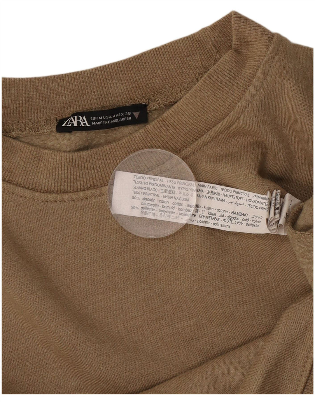 Moletom Zara feminino cropped UK 14 algodão bege médio