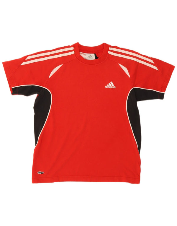 Camiseta Adidas Boys Climalite Top 13-14 Anos Vermelho Colorblock Algodão