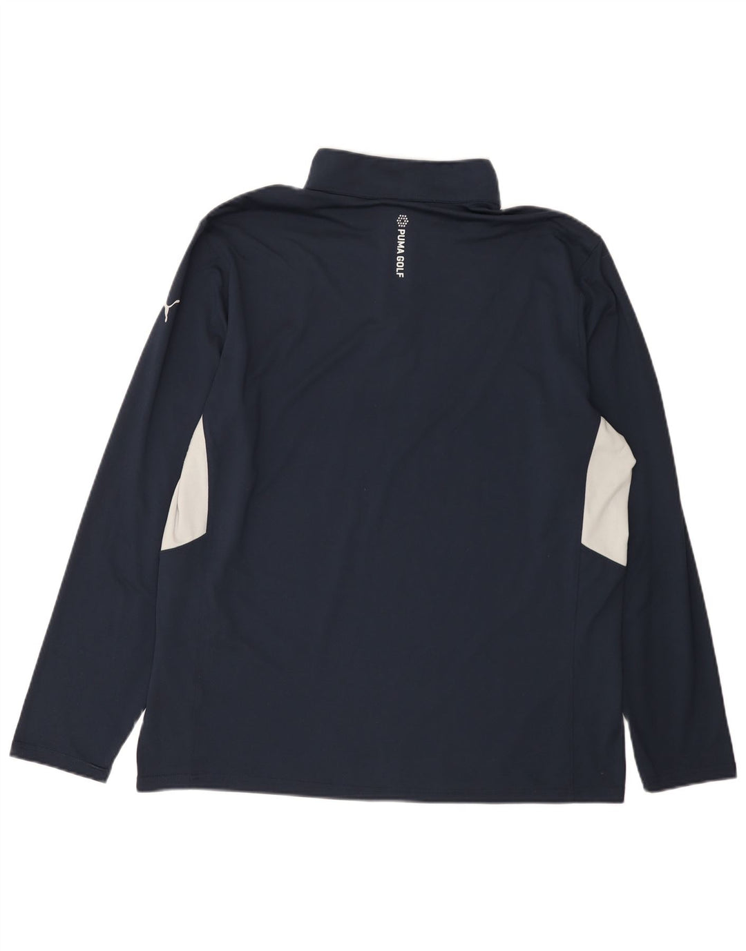 Puma Mens Zip Neck Pullover Treino Top XL Azul Marinho Colorblock