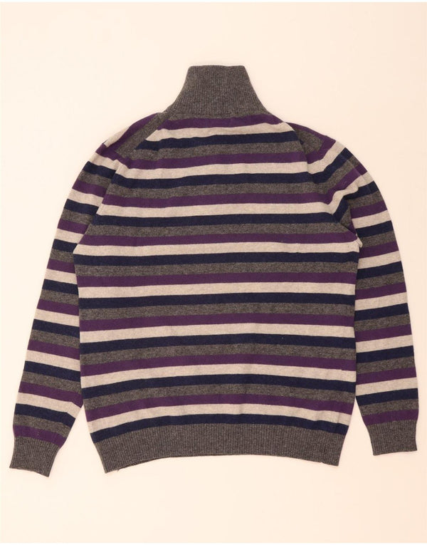 Suéter masculino Kappa com zíper e gola XL de lã listrada multicolorida