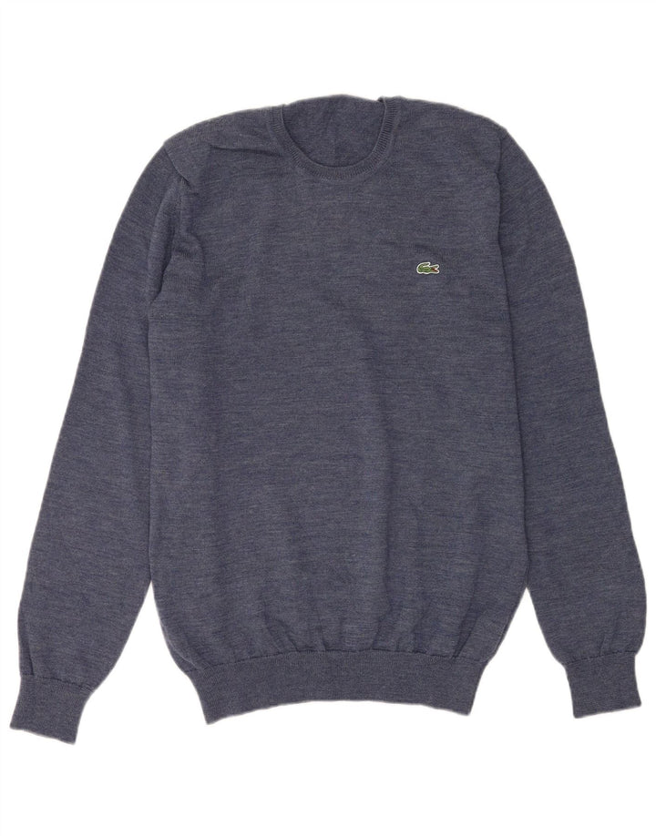 Suéter masculino LACOSTE com gola redonda tamanho 4 lã azul médio