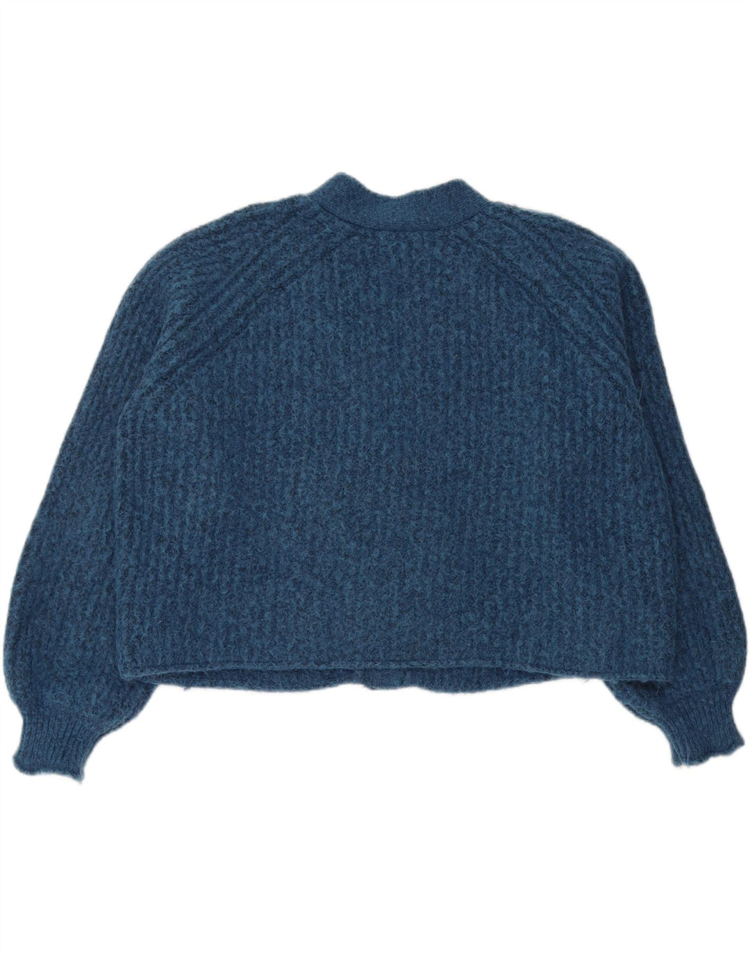 Zara Suéter Cardigan Feminino Crop Oversized Reino Unido 16 Grande Poliéster Azul