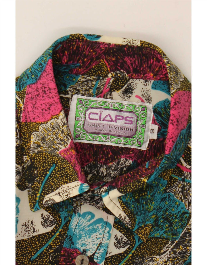 Ciaps Camisa masculina de manga curta pequena floral multicolorida