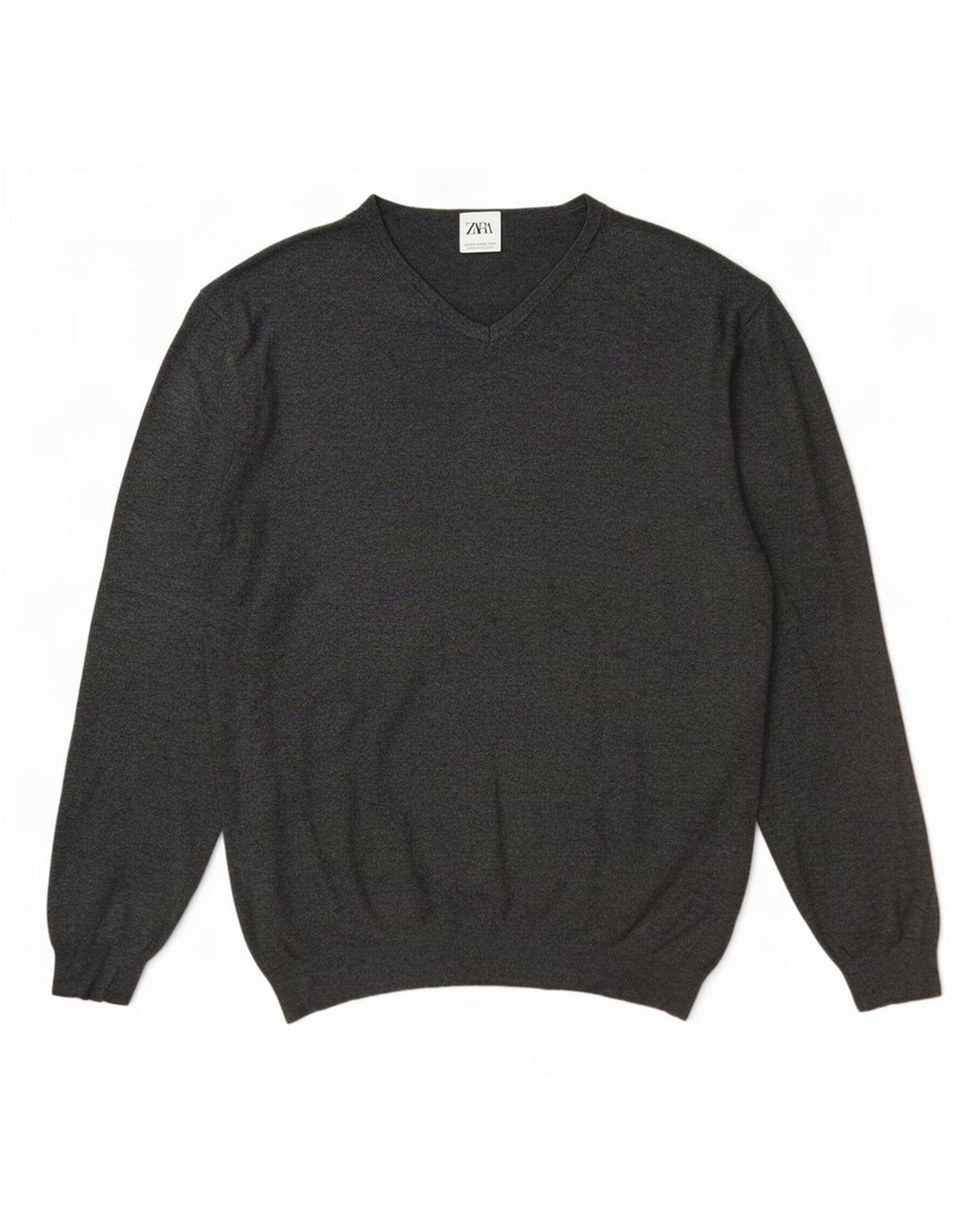 Zara Suéter masculino com decote em V 2XL Viscose cinza