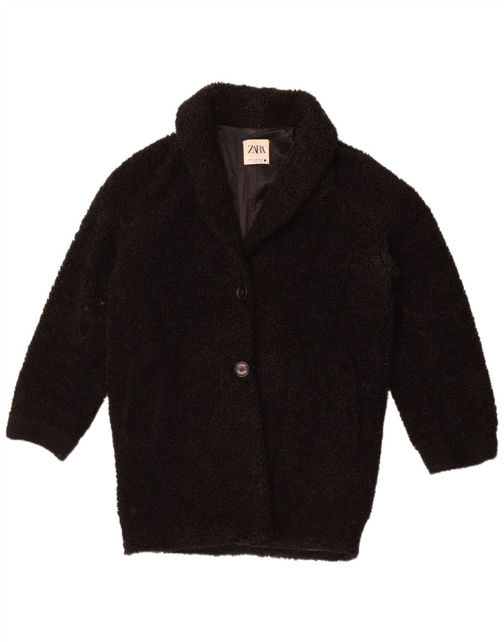 Sobretudo feminino de lã Zara UK 6 XS preto poliéster