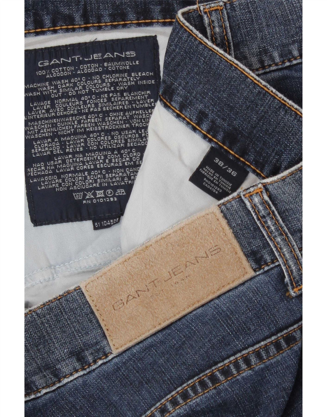Jeans retos masculinos Gant W38 L36 algodão azul