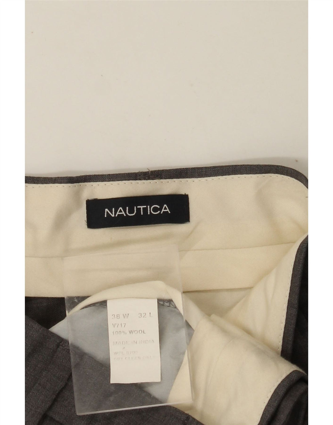 Calça de terno masculina NAUTICA W38 L32 lã cinza