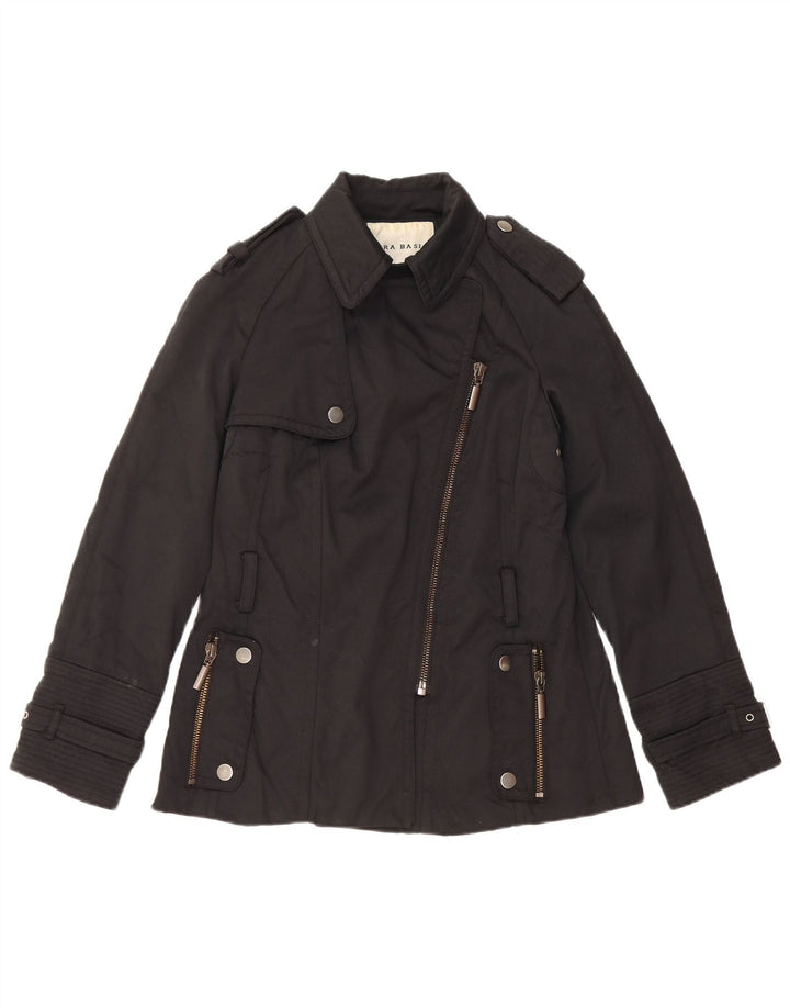 Jaqueta militar feminina Zara UK 12 nylon preto médio