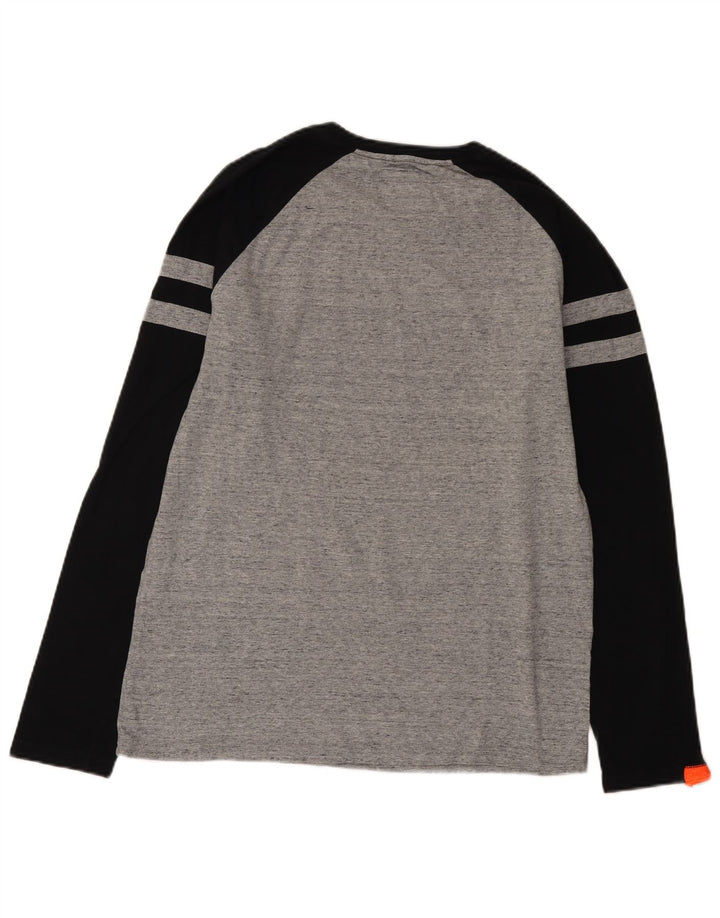 Top masculino Superdry manga comprida XL cinza colorblock