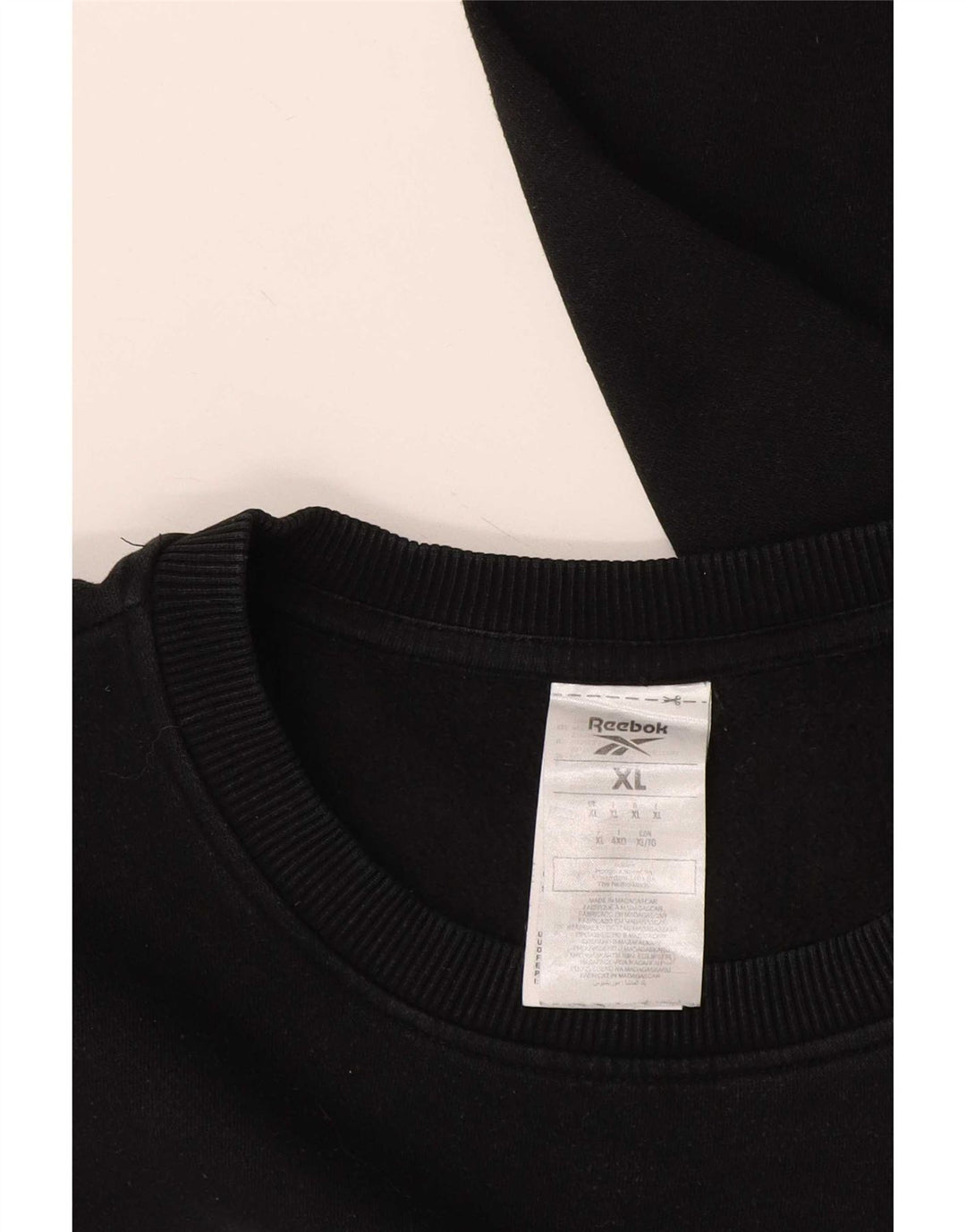 Reebok Mens Graphic Moletom Jumper XL Algodão Preto