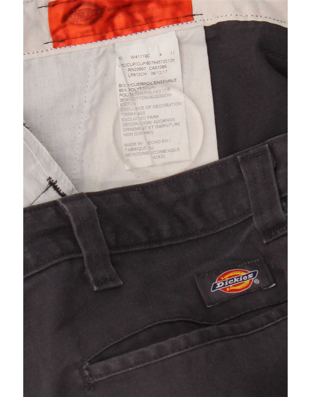 Calças Chino retas masculinas Dickies W42 L32 poliéster azul marinho
