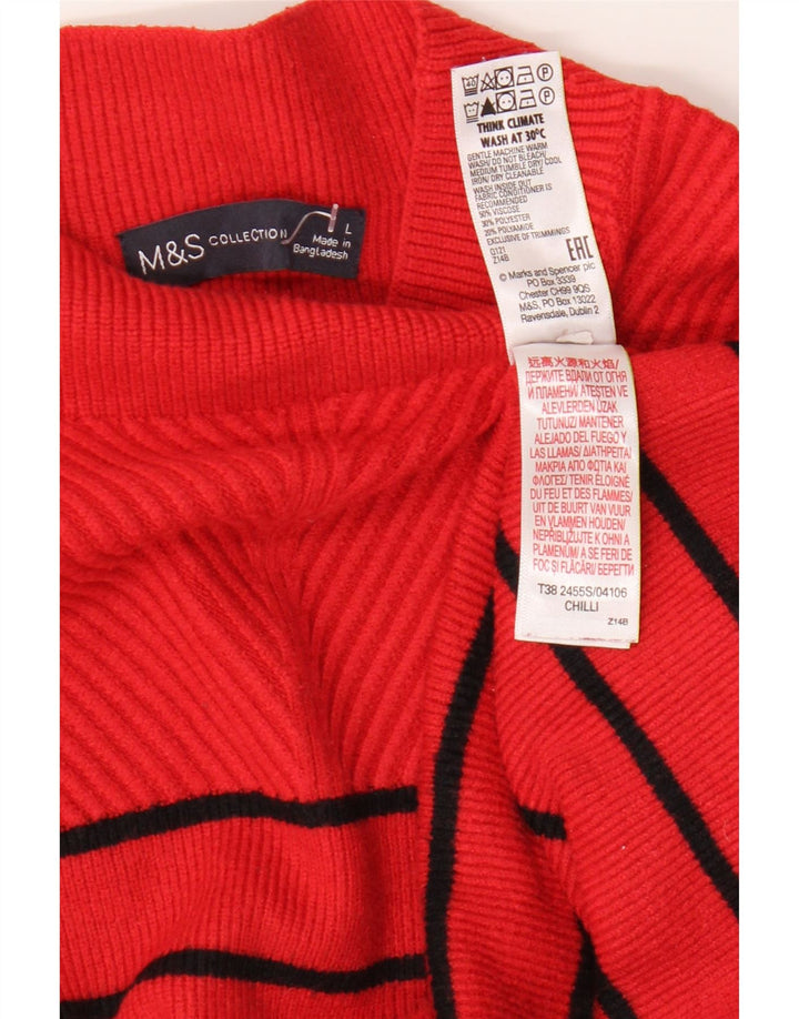 Suéter feminino Marks & Spencer com gola tartaruga Reino Unido 16 listrado vermelho grande