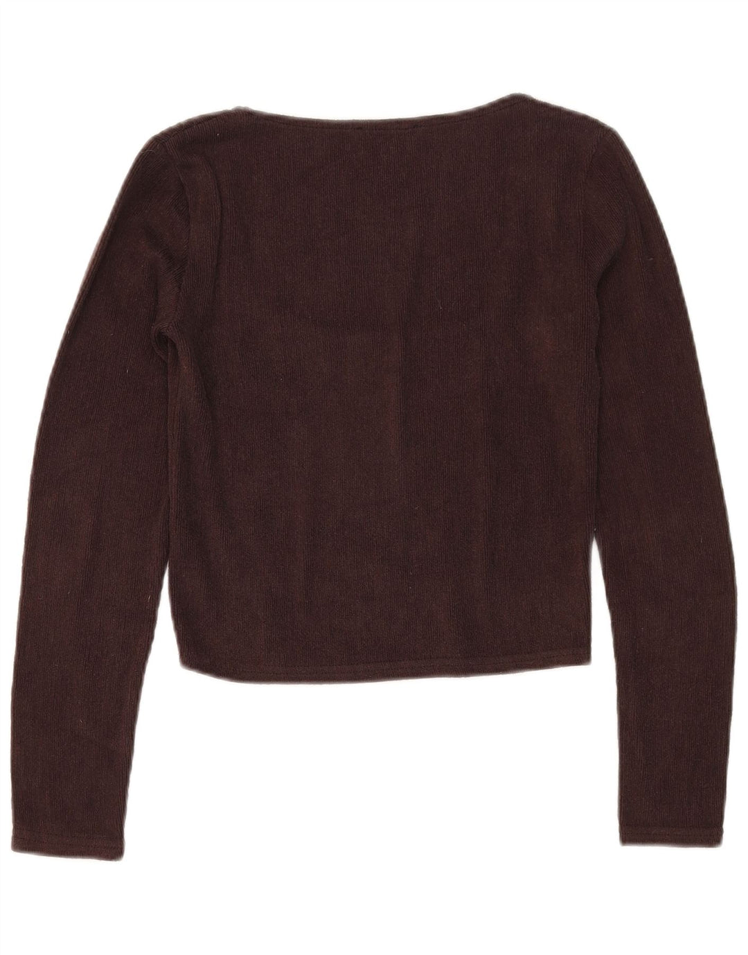 Zara Crop Top Feminino Manga Longa Reino Unido 12 Poliéster Marrom Médio