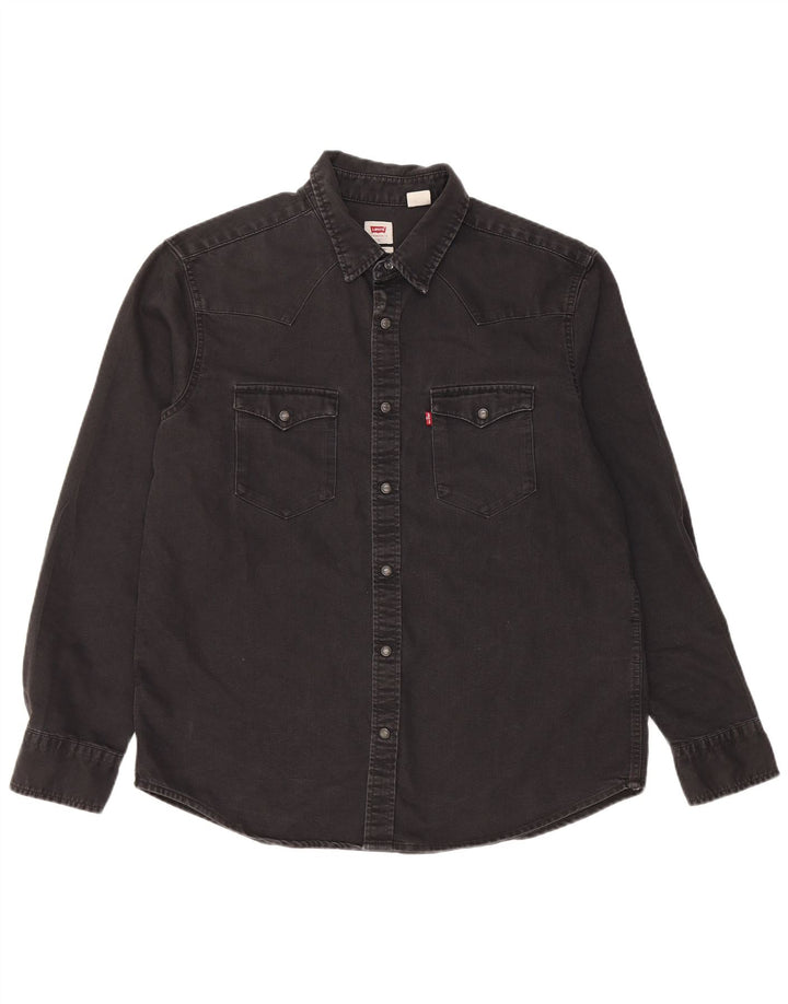 Camisa jeans masculina padrão LEVI'S grande algodão preto