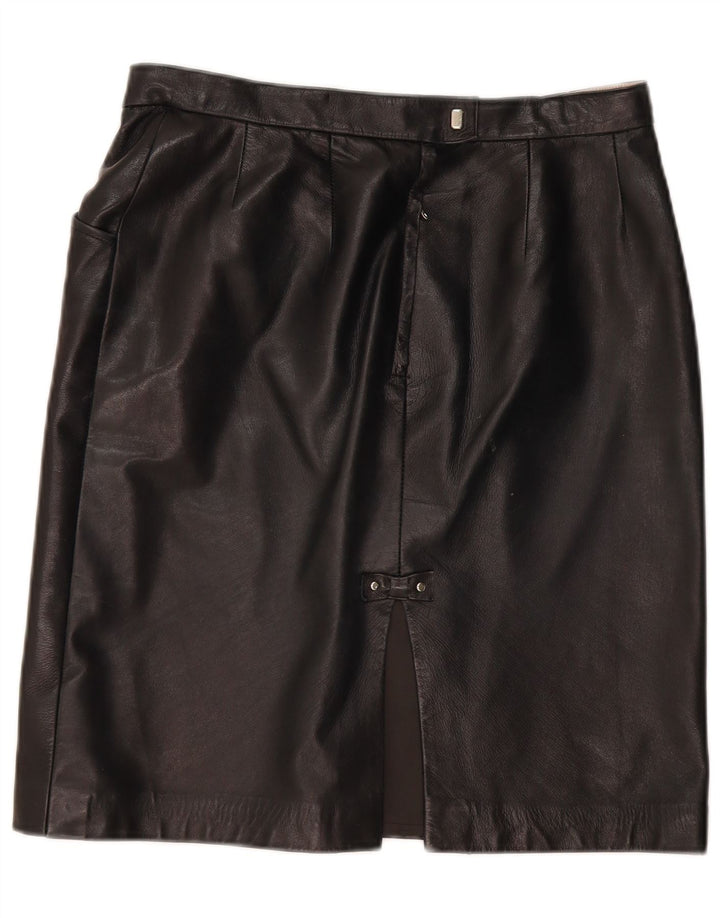 Saia de couro feminina vintage W32 grande preta