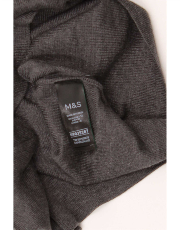 Suéter feminino Marks & Spencer com gola redonda Reino Unido 12 viscose cinza médio