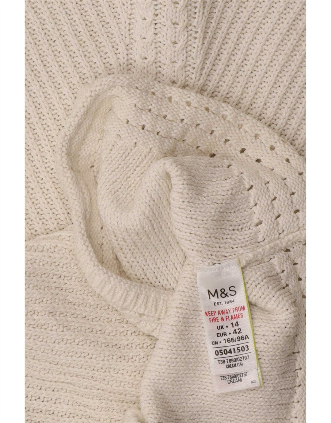 Suéter feminino Marks & Spencer com gola canoa UK 14 médio off white