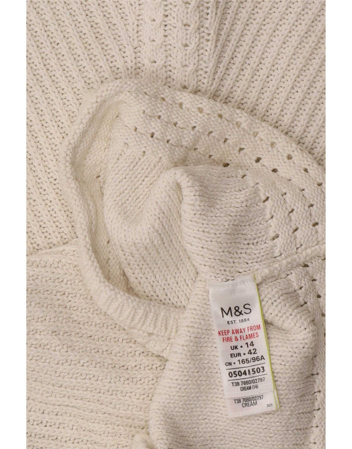 Suéter feminino Marks & Spencer com gola canoa UK 14 médio off white