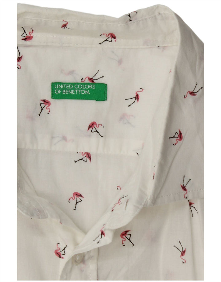 Camisa masculina Flamingo BENETTON de algodão branco médio