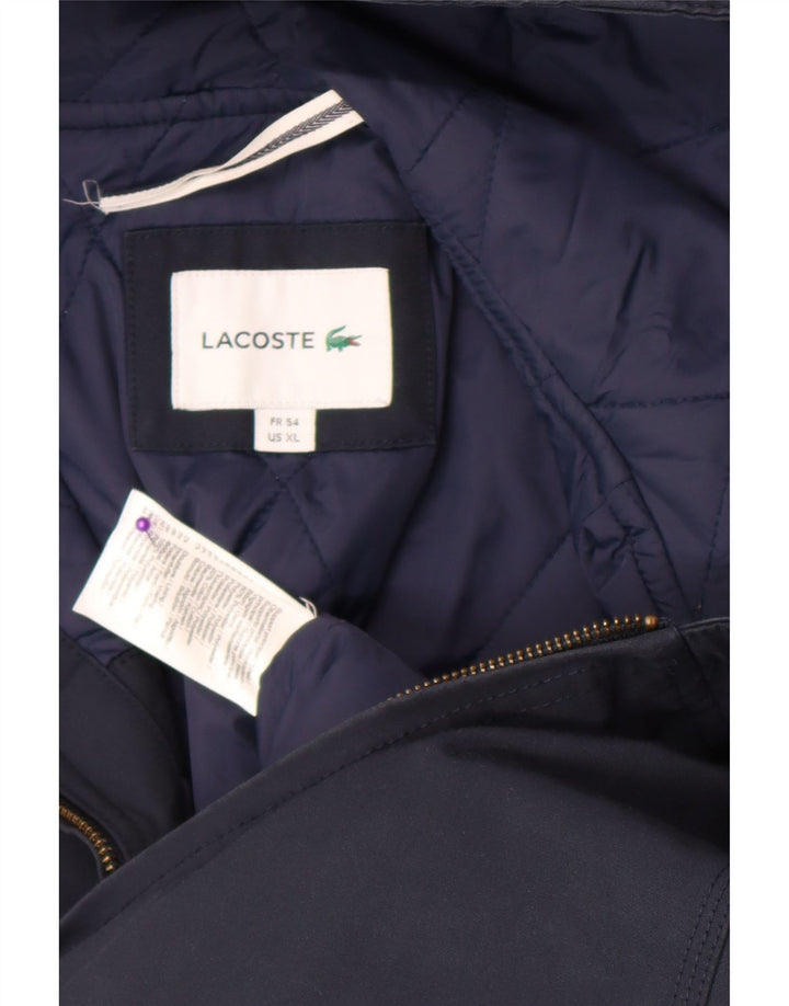Jaqueta bomber masculina com capuz Lacoste tamanho 54 XL azul marinho poliéster