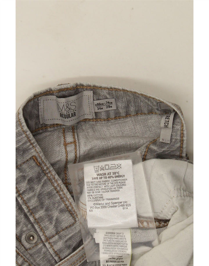 MARKS & SPENCER Masculino Regular Fit Jeans Reto W34 L29 Algodão Cinza
