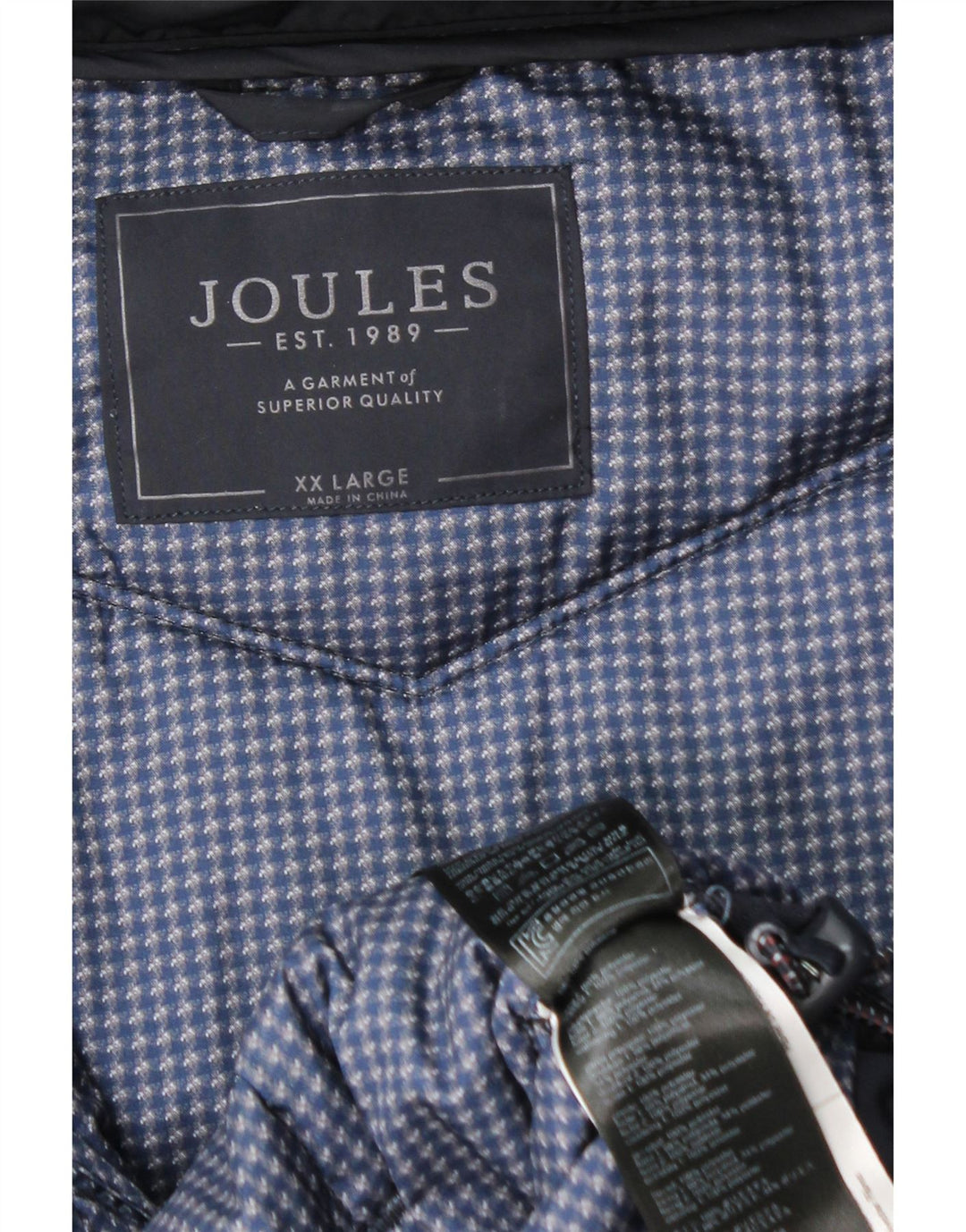 Jaqueta masculina acolchoada com capuz JOULES UK 44 2XL poliéster azul marinho