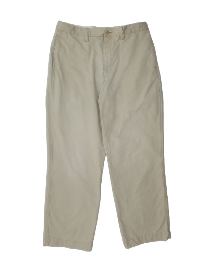 EDDIE BAUER Mens Straight Chino Trousers W35 L32 Beige Cotton Vintage Eddie Bauer and Second-Hand Eddie Bauer from Messina Hembry 
