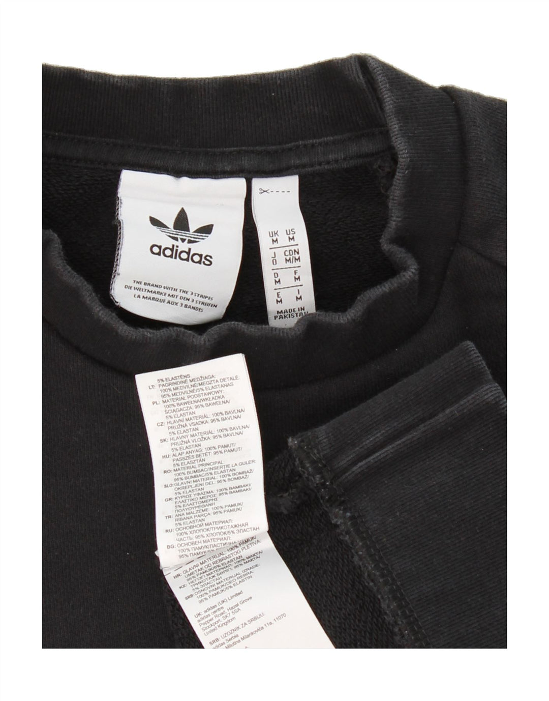 ADIDAS Mens Graphic Sweatshirt Jumper Medium Black Cotton Vintage Adidas and Second-Hand Adidas from Messina Hembry 