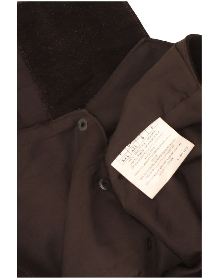 Colete de camurça masculino vintage 2XL poliéster marrom