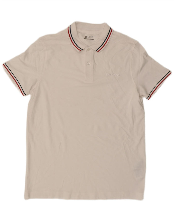 Camisa polo masculina Lotto de algodão branco médio