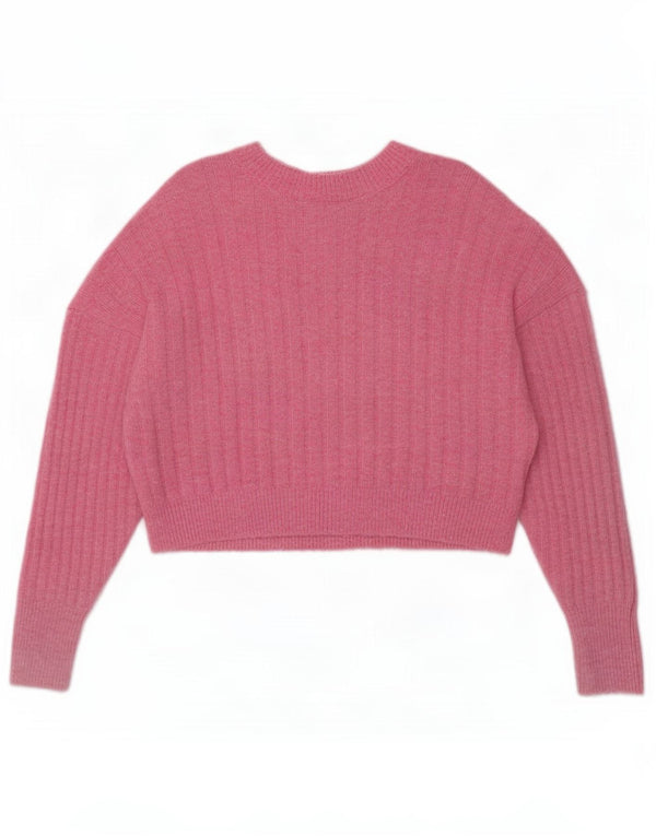 Topshop suéter feminino cropped grande com gola redonda Reino Unido 6 XS rosa acrílico