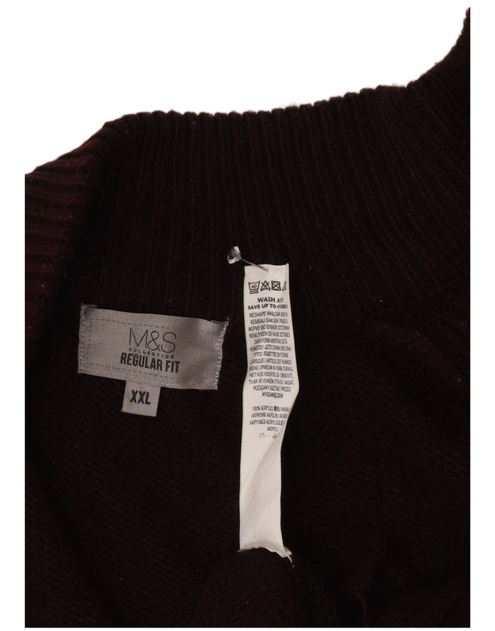 Suéter cardigã masculino Marks & Spencer Regular Fit 2XL Borgonha Poliacrílico