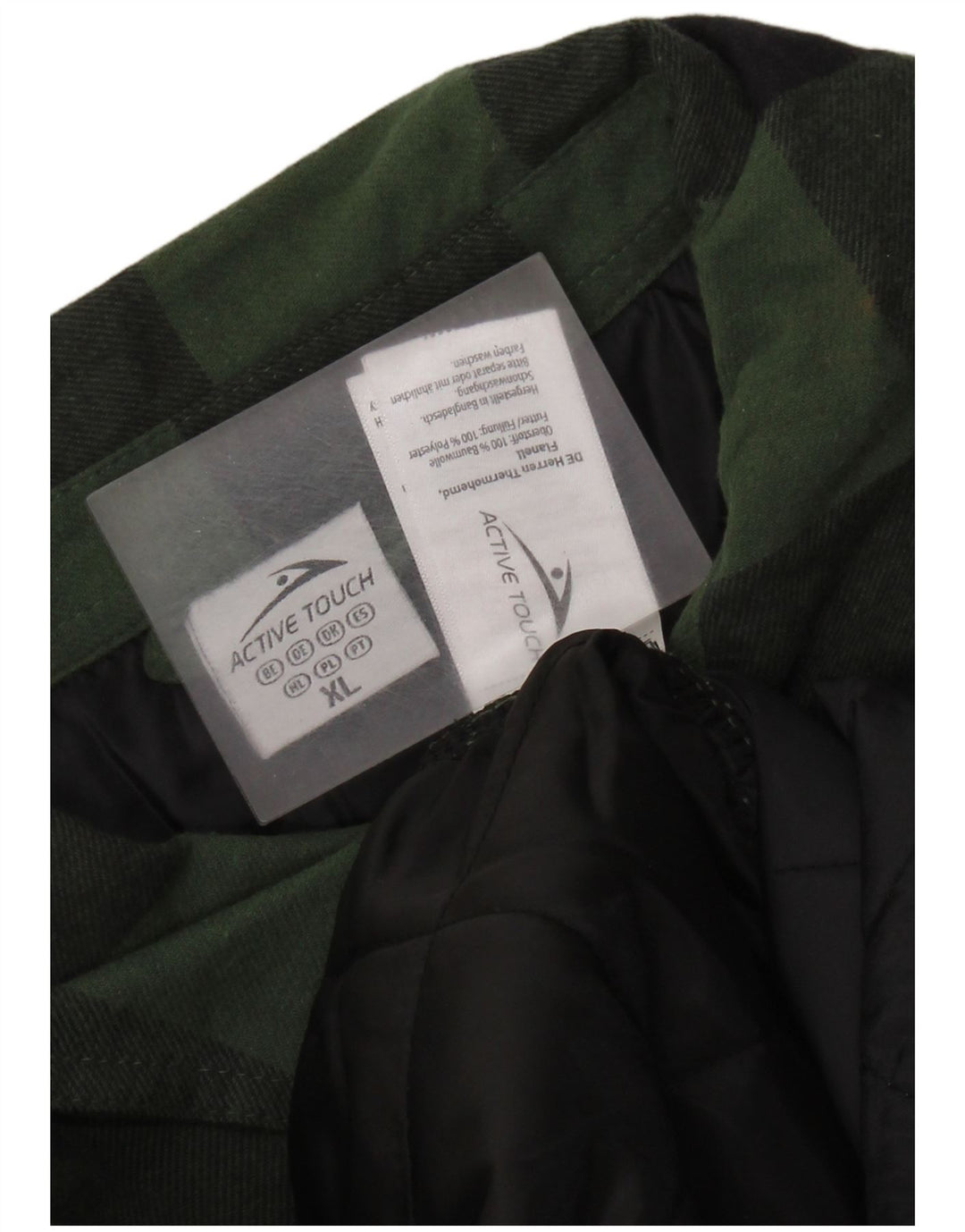 Camisa masculina de flanela de lenhador ACTIVE TOUCH XL verde algodão guingão