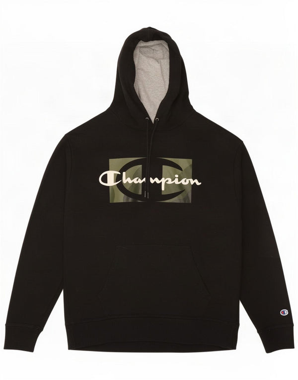 Champion Mens Graphic Hoodie Jumper Grande Poliéster Preto