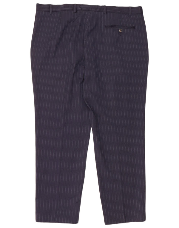 Calça masculina sob medida Marks & Spencer W38 L29 risca de giz azul marinho