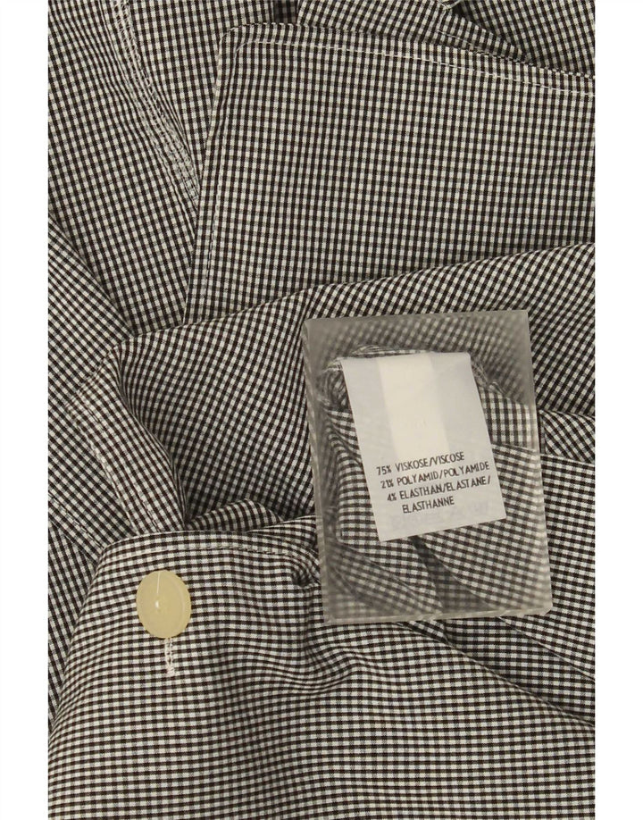 Camisa feminina Elements manga 3/4 UK 16 grande preta gingham viscose