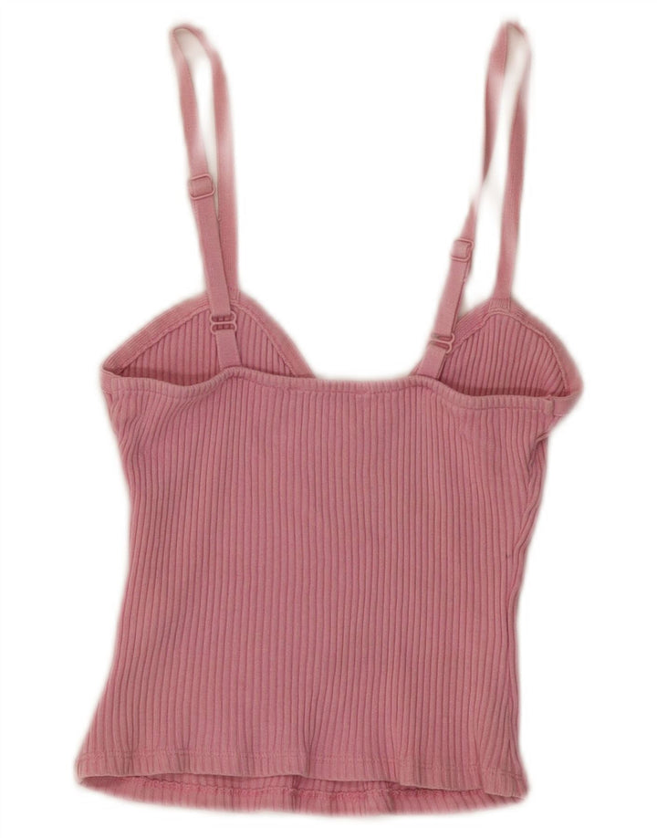 Zara Womens Crop Cami Top UK 8 Pequeno Rosa