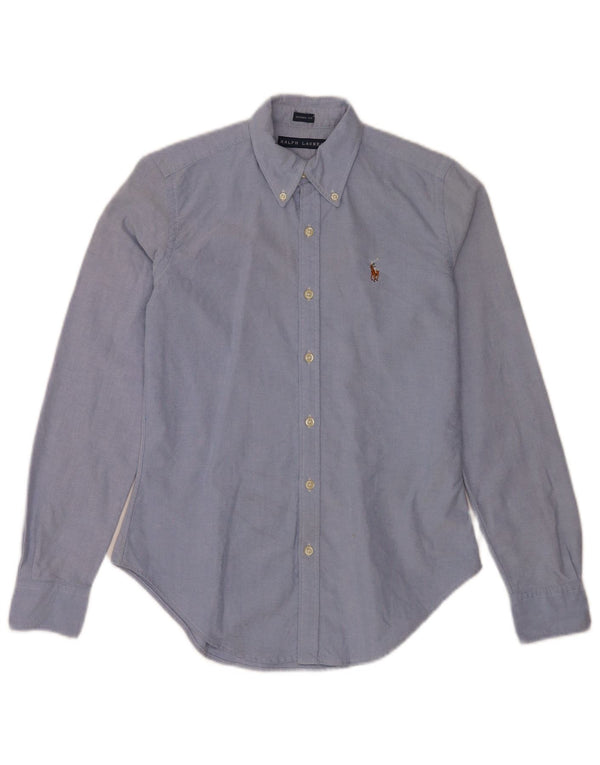 Camisa skinny feminina Ralph Lauren EUA 4 shopping azul algodão