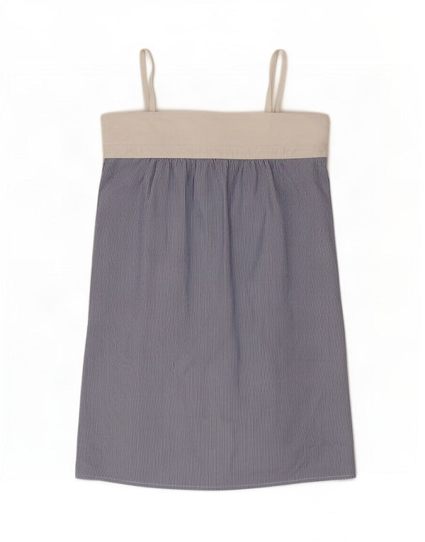 Zara Womens Mini Sundress UK 14 Large Blue Pinstripe Cotton