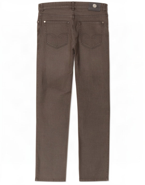Trussardi Calça jeans feminina regular fit reta W30 L32 algodão cinza