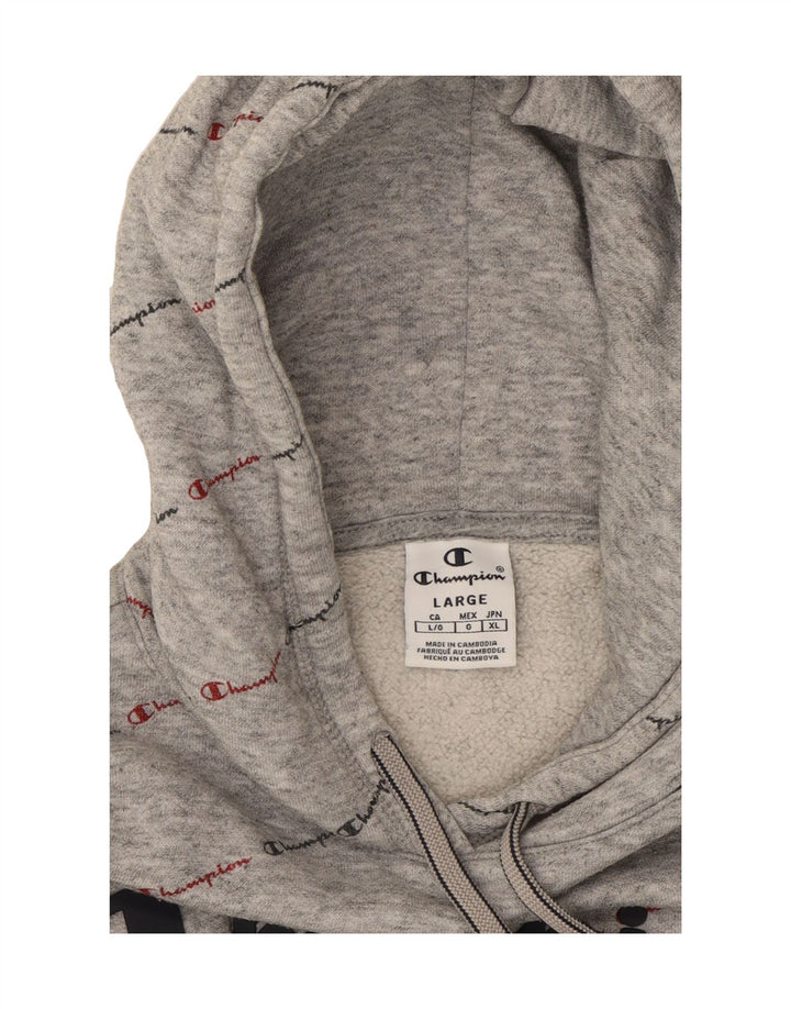 CHAMPION Womens Graphic Hoodie Jumper UK 16 Large Grey Vintage Champion and Second-Hand Champion from Messina Hembry 