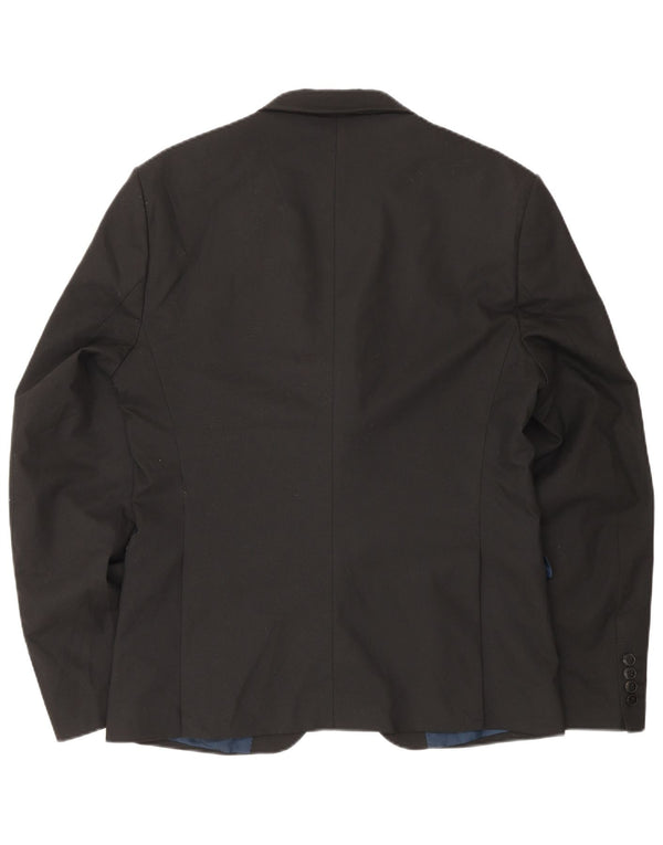 Jaqueta blazer masculina Zara com 2 botões EU 50 poliéster preto médio