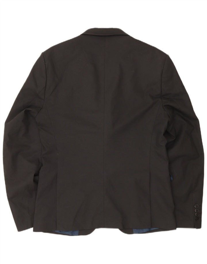 Jaqueta blazer masculina Zara com 2 botões EU 50 poliéster preto médio