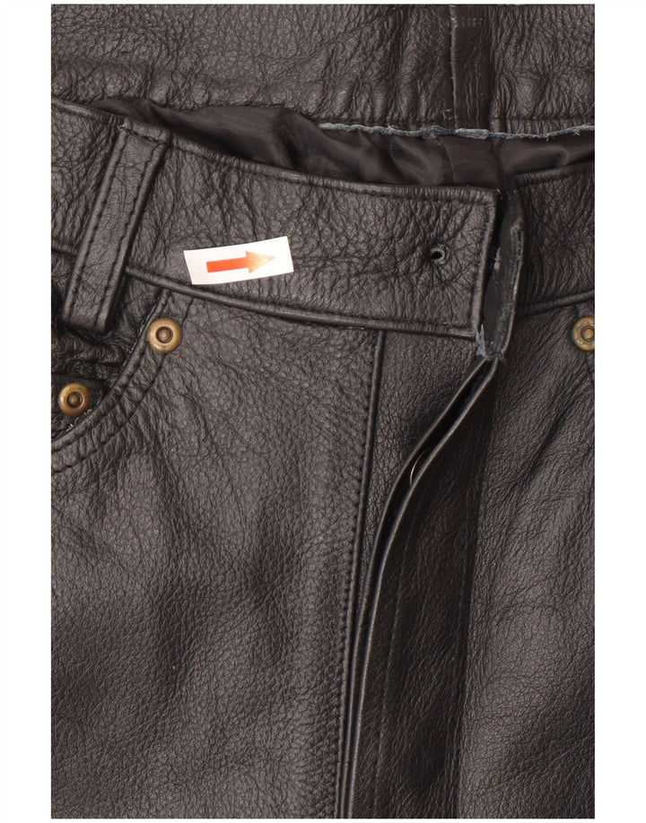 Calças de couro masculinas vintage W34 L34 pretas